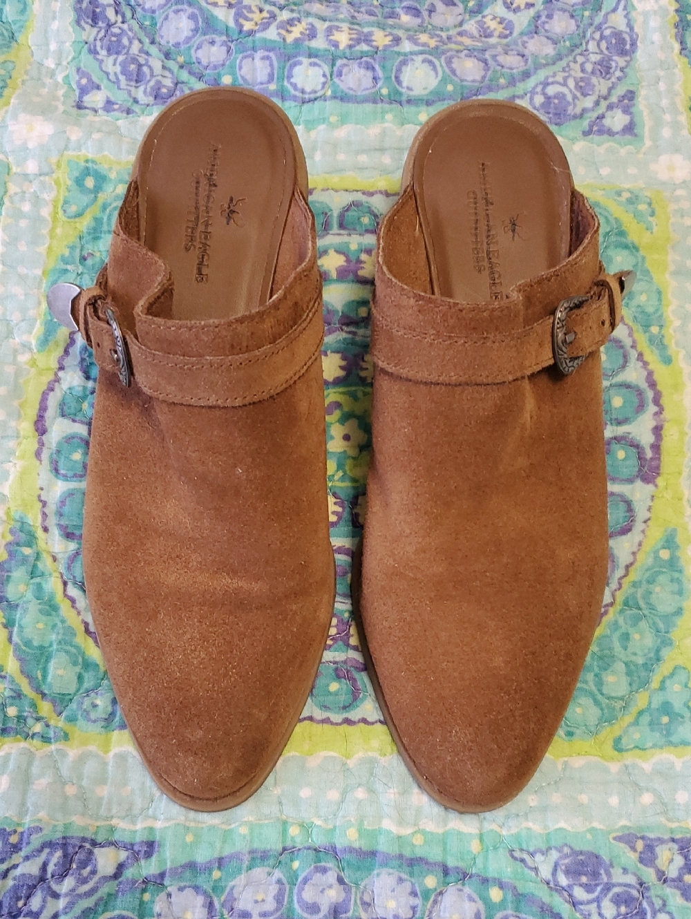 suede mule clogs in warm brown women's 9